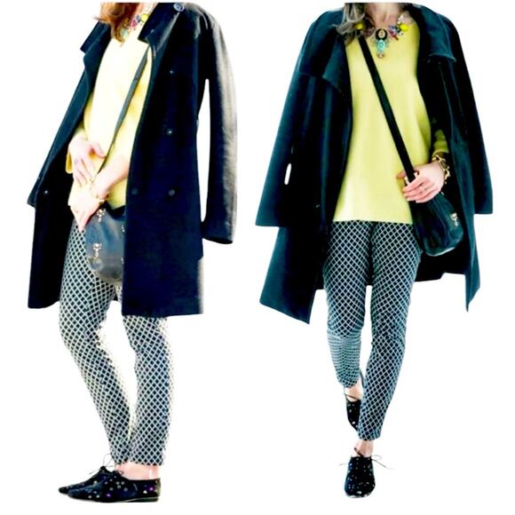 Michael Kors Pants Medium $78 Stretch Slacks Diamond Print Black White NWT - Picture 1 of 13